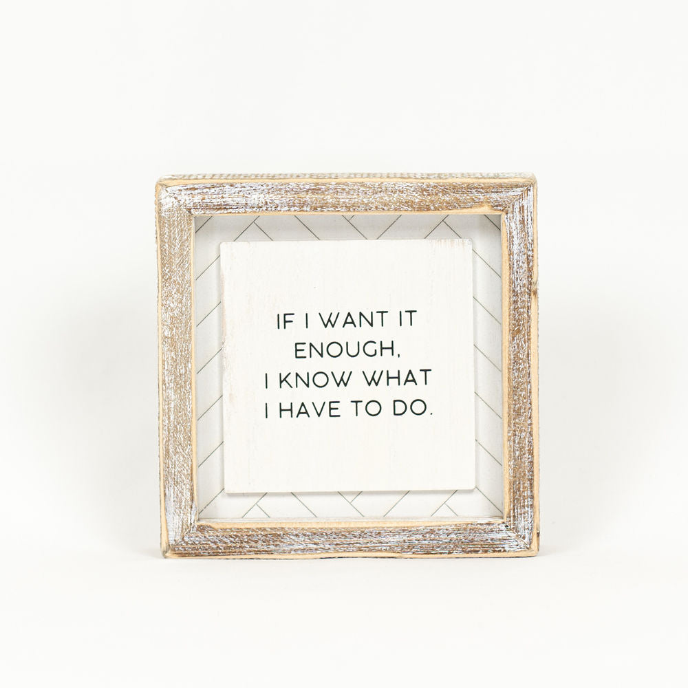 6" x 6" Reversible Wood Framed Sign - Motivational / Brené Brown Quote - White/Black
