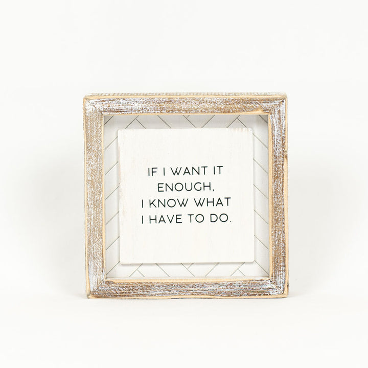 6" x 6" Reversible Wood Framed Sign - Motivational / Brené Brown Quote - White/Black