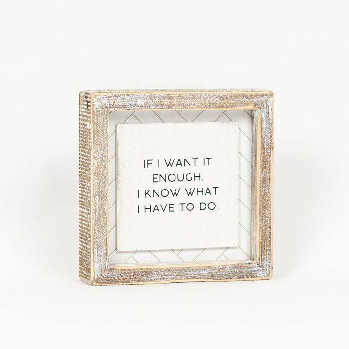 6" x 6" Reversible Wood Framed Sign - Motivational / Brené Brown Quote - White/Black