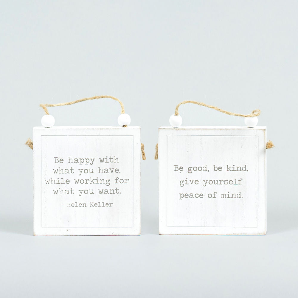 Reversible Wood Hanging Sign - Peace/Want