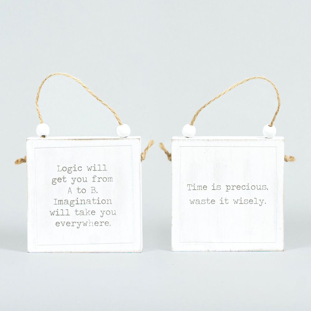 4x4 Reversible Wood Hanging Sign - Time/Logic