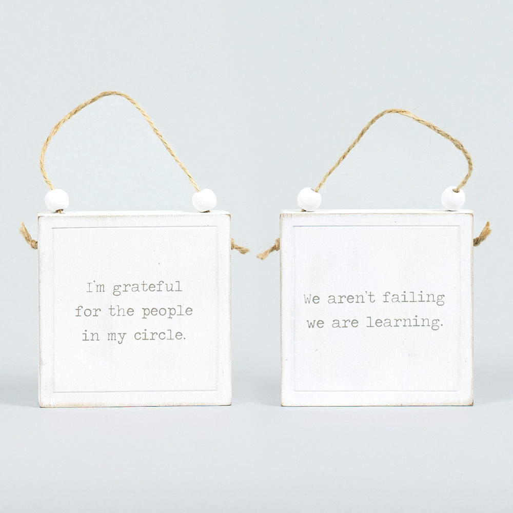 4x4 Reversible Wood Sign - People/Learning