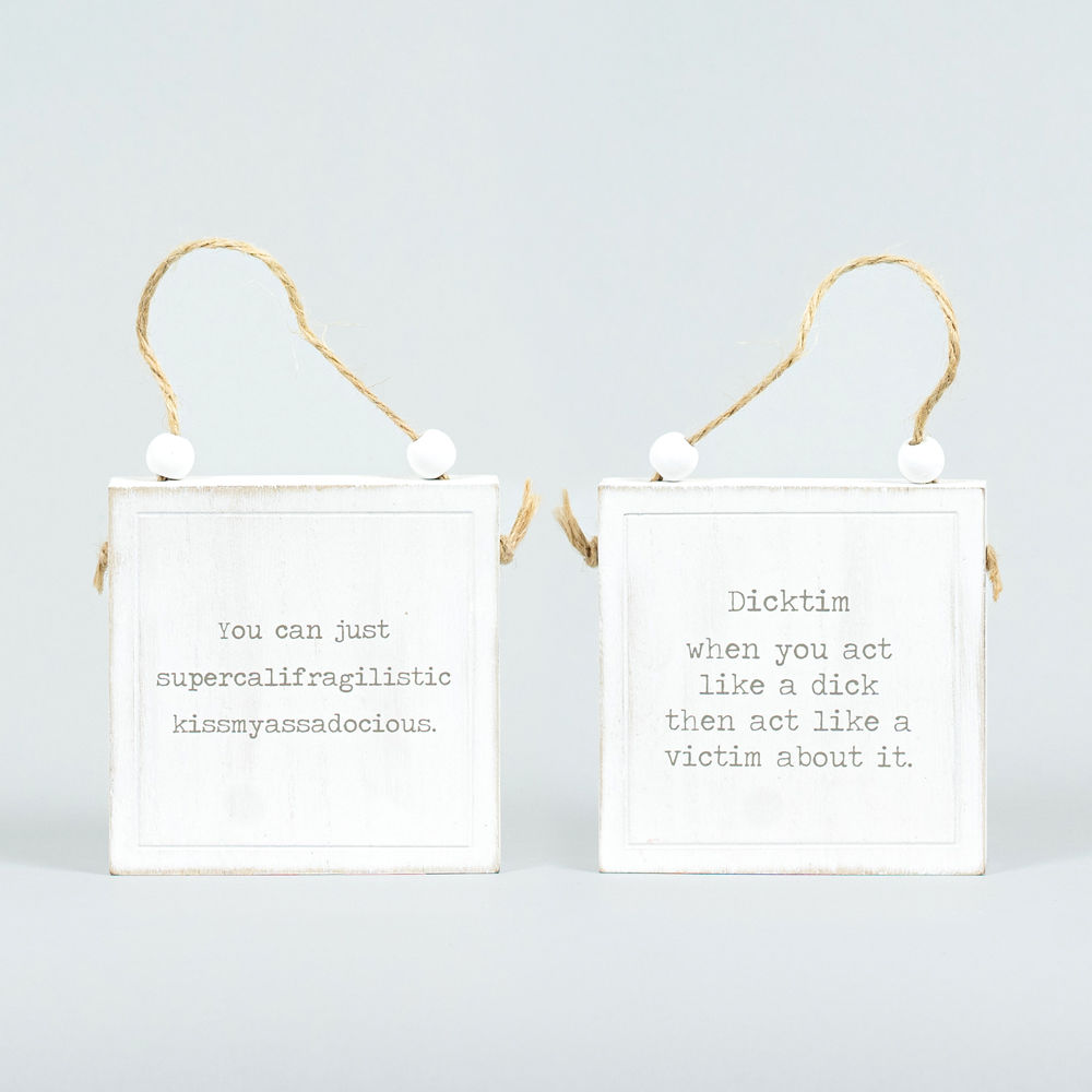 Reversible Wood Hanging Sign - YOU/DICKTIM
