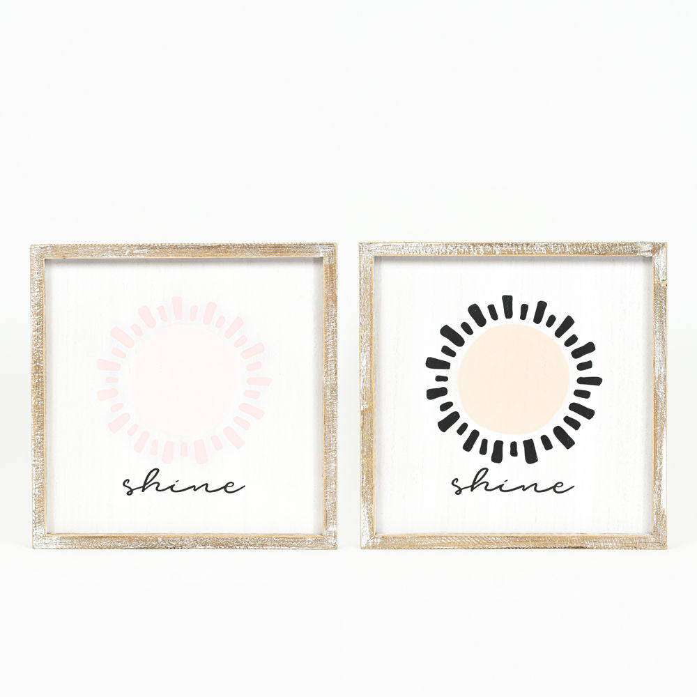13" Reversible Wood Frame Sign - SHINE | Multicolor