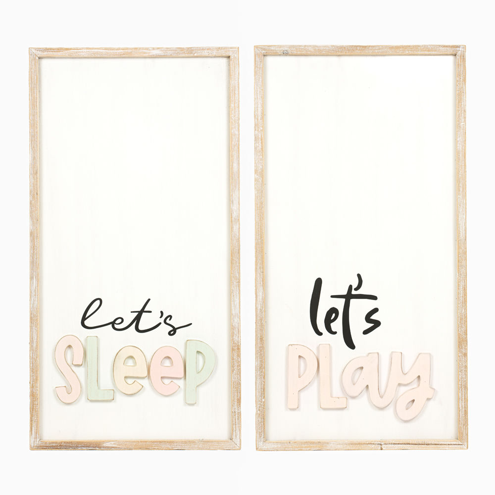Dwella Decor 17x32 Reversible Wood Sign - Sleep/Play