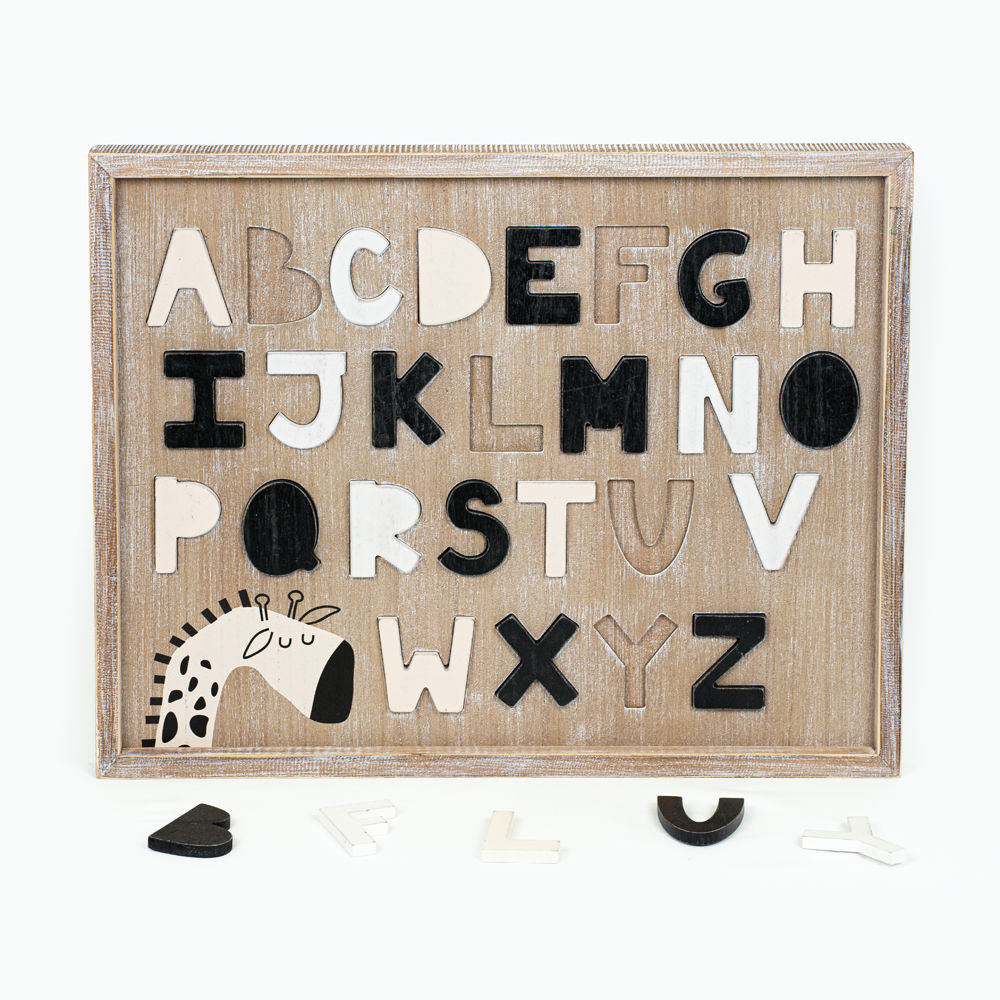 Alphabet Puzzle Wood Frame Sign - Animal Crackers Collection