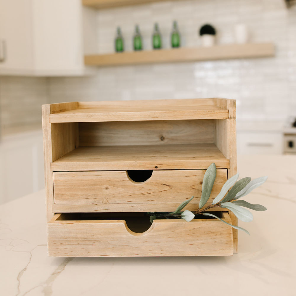 Wood Desk Drawer - Natural & Black