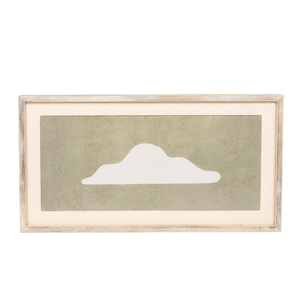 17" x 32" Framed Cloud Wood Wall Art - Cream/Brown