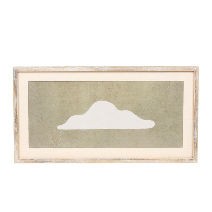 17" x 32" Framed Cloud Wood Wall Art - Cream/Brown