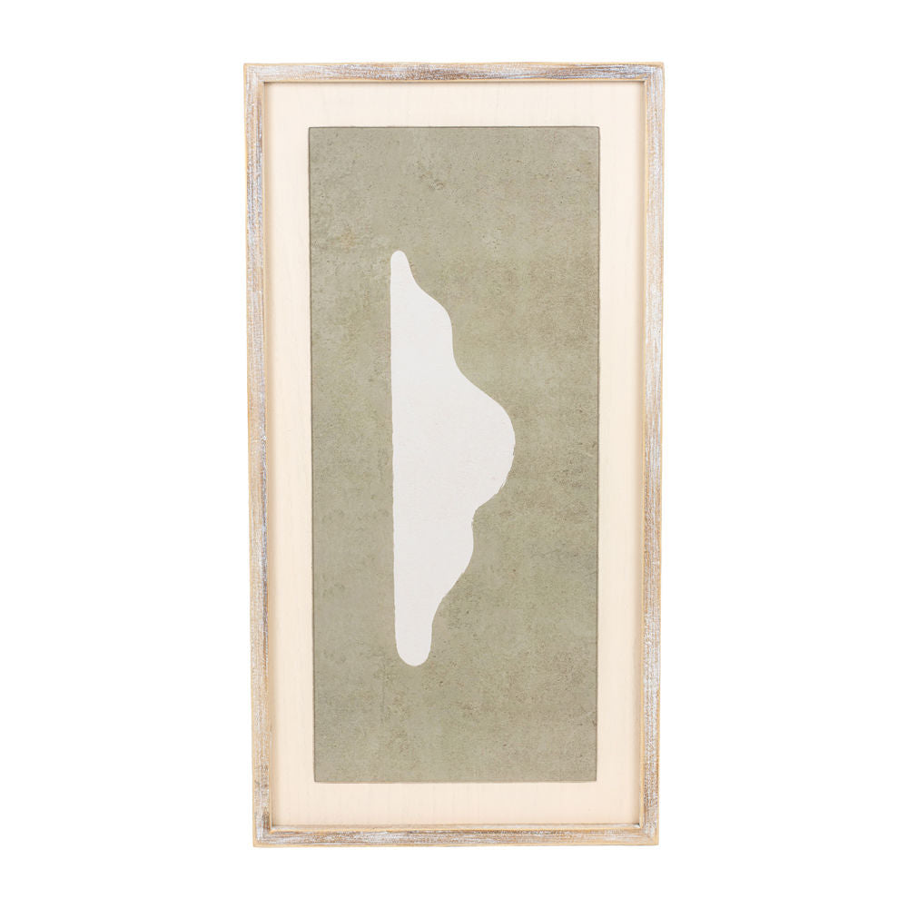 17" x 32" Framed Cloud Wood Wall Art - Cream/Brown