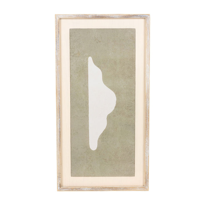 17" x 32" Framed Cloud Wood Wall Art - Cream/Brown