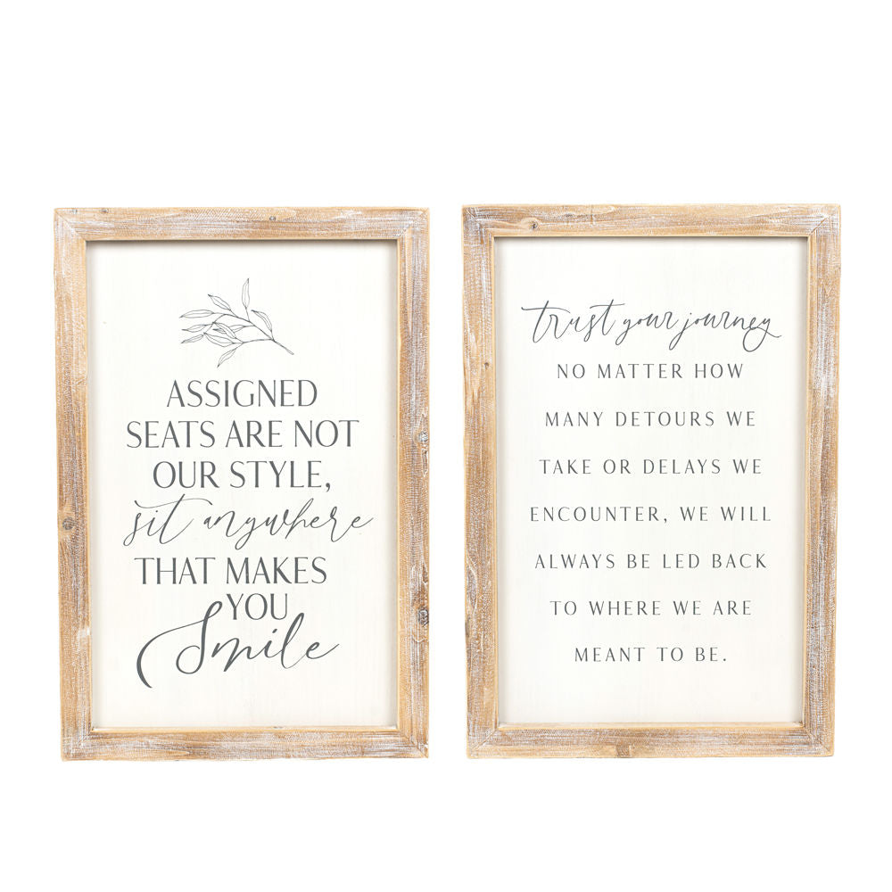 Reversible Wood Frame Sign - Smile/Journey Motivational Decor