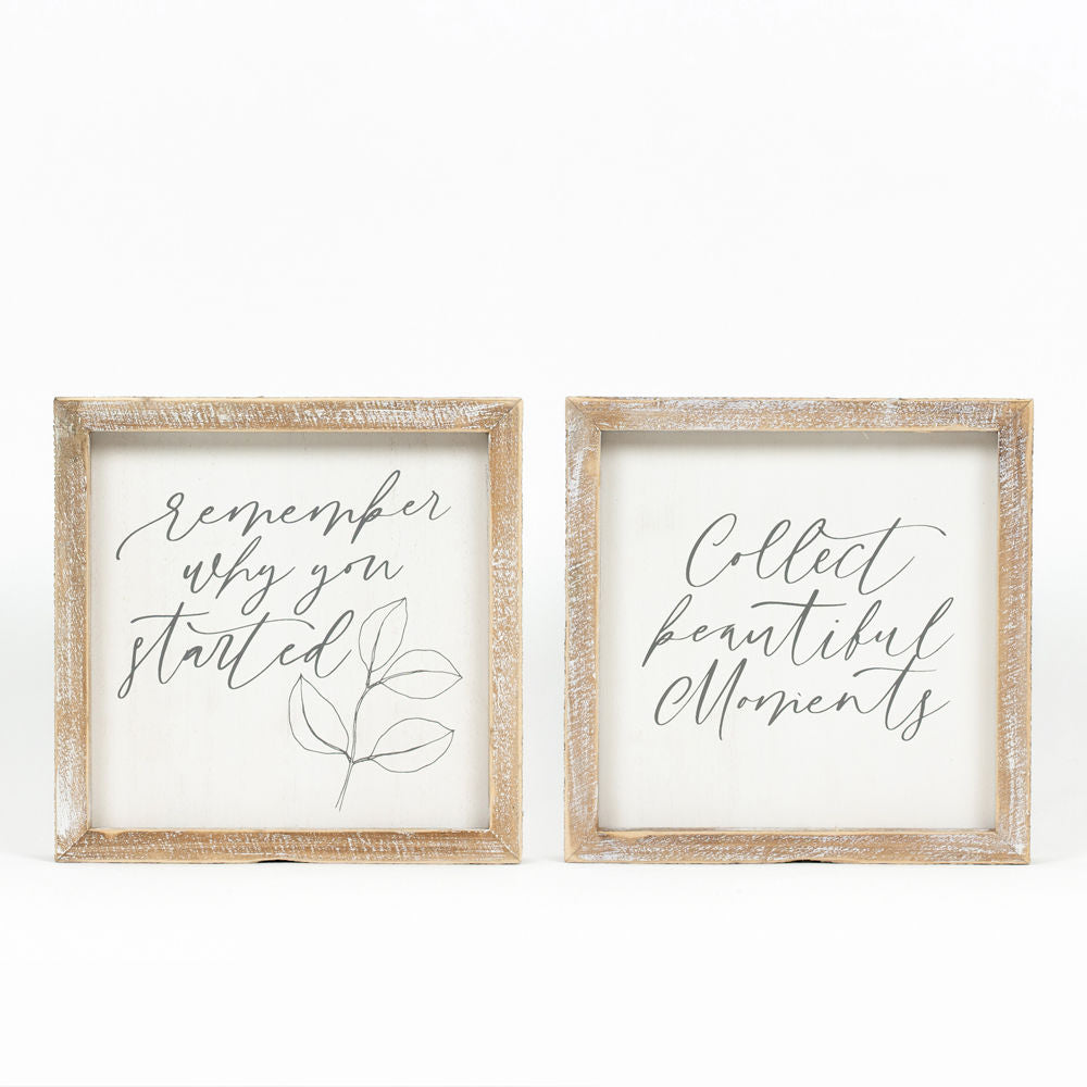 Moments & Started Reversible Wood Frame Sign