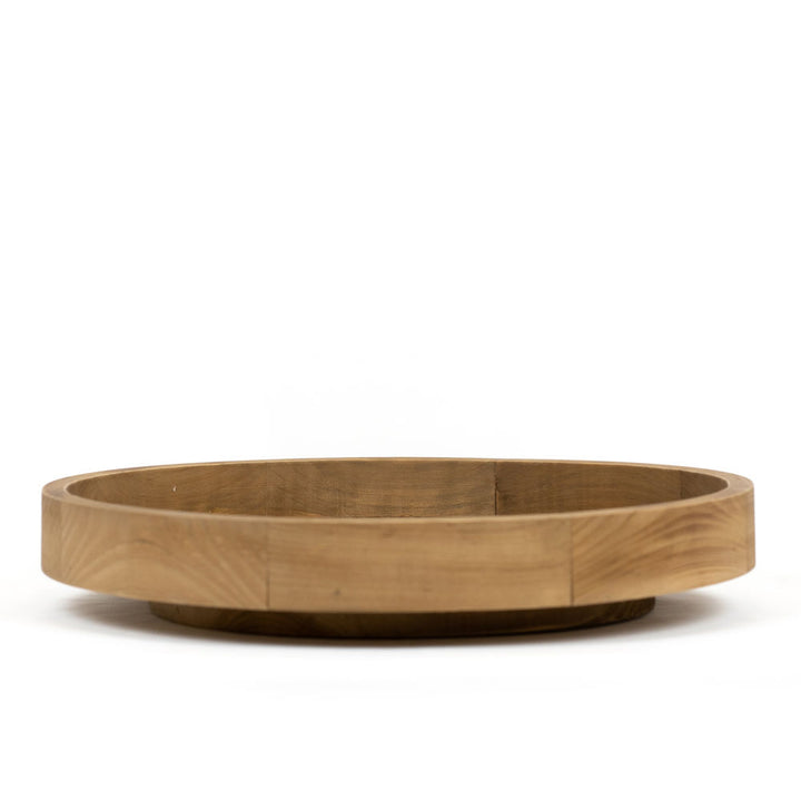 17" x 17" x 3" Wood Spin Tray (Natural, Black)