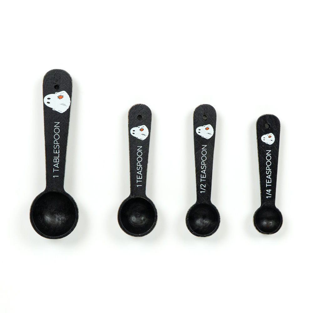 Wooden Teaspoons Set of 4 in Black & White