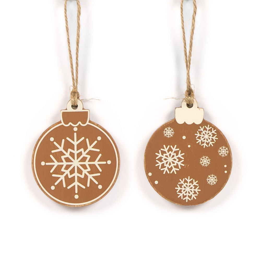3" x 3" x 0.25" Reversible Wood Ornament (Snowflake)
