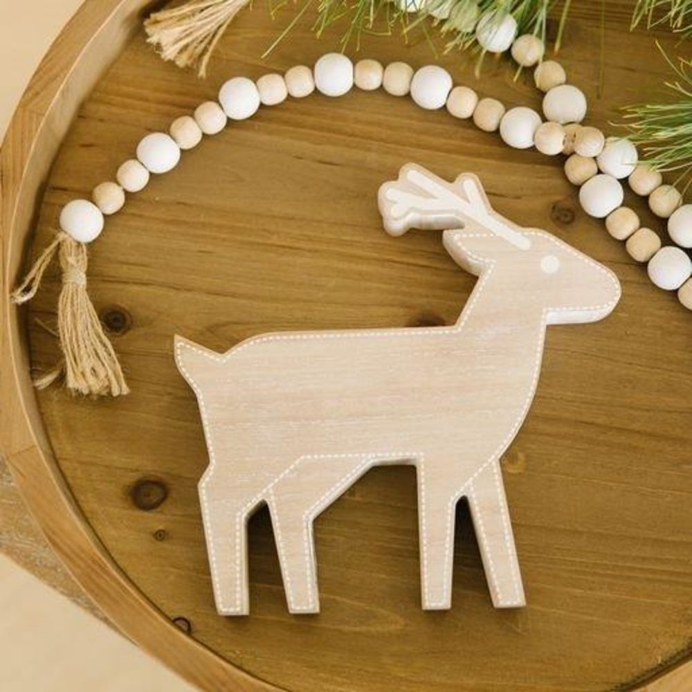 8x8 Reversible Chunky Wood Deer Decor