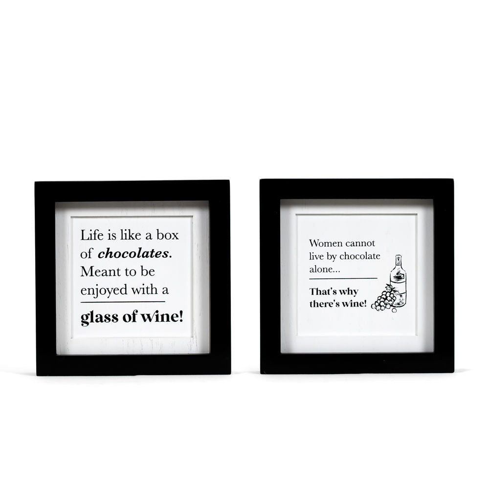 8" x 8" x 1.5" Reversible Wood Frame Sign (Women / Box of Chocolates)