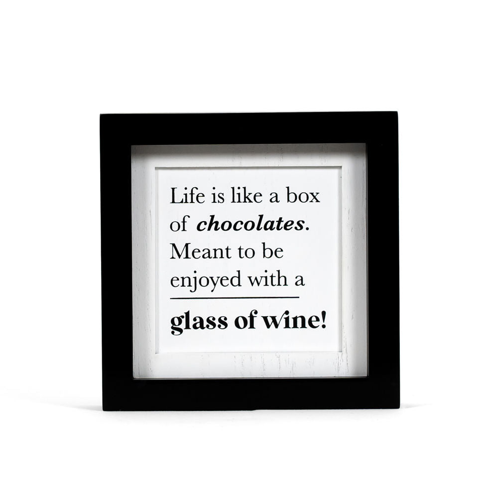 8" x 8" x 1.5" Reversible Wood Frame Sign (Women / Box of Chocolates)
