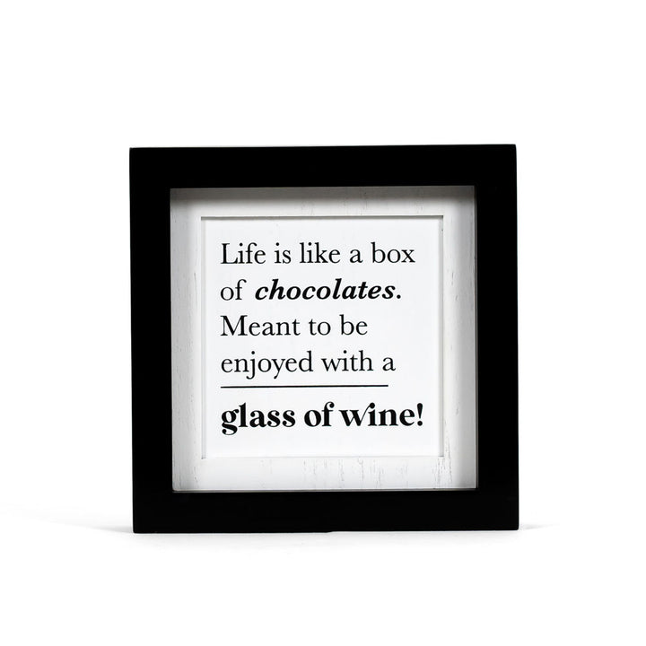 8" x 8" x 1.5" Reversible Wood Frame Sign (Women / Box of Chocolates)