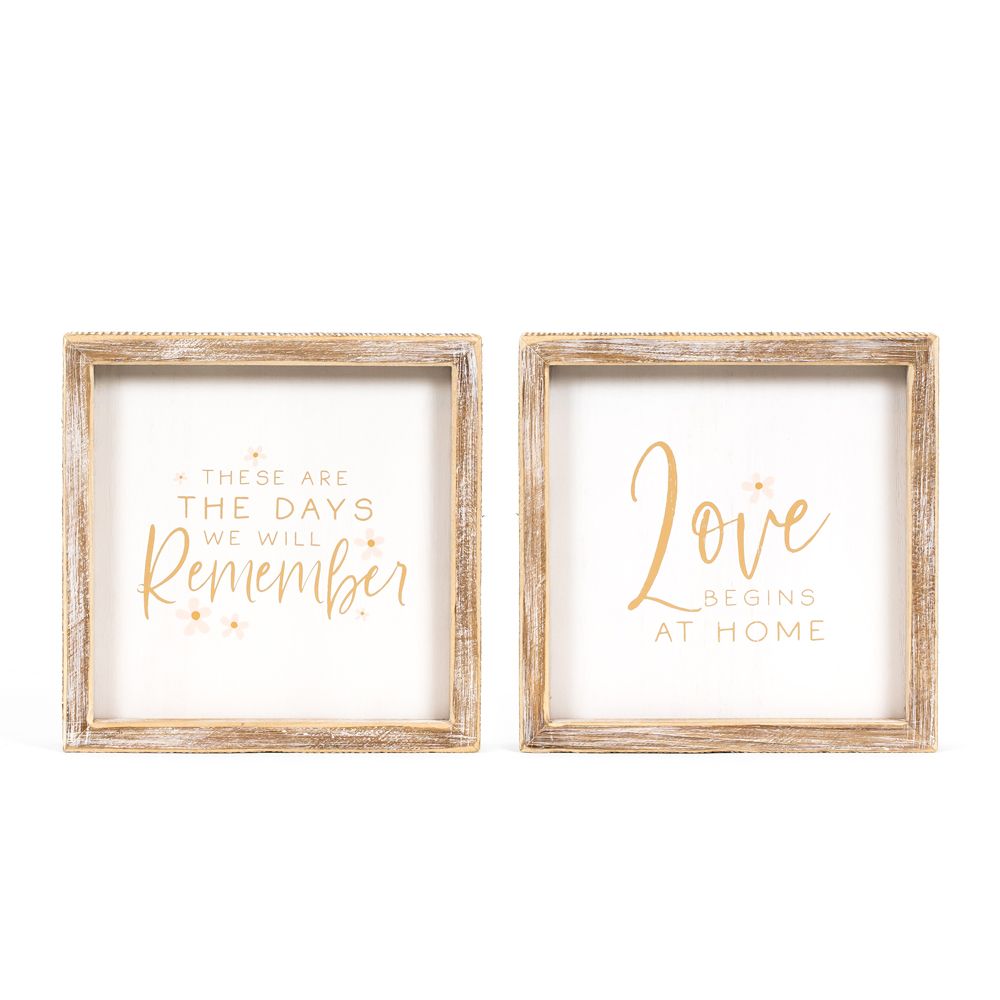 8x8 Reversible Wood Block Sign - Remember/Love