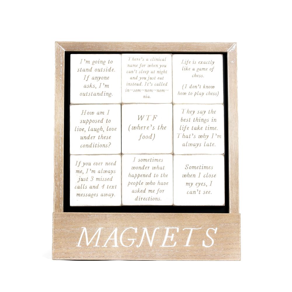 Wood Inspirational Magnets - Set of 9 Funny Quotes