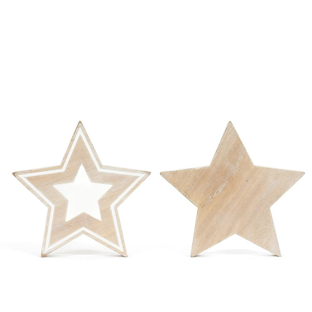 8x8 Reversible Star Wood Decor - Natural & White