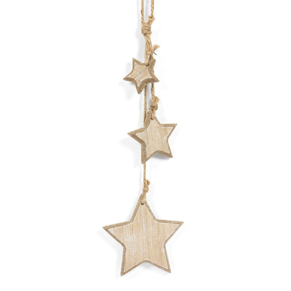 4x12 Natural Wood Star Dangles