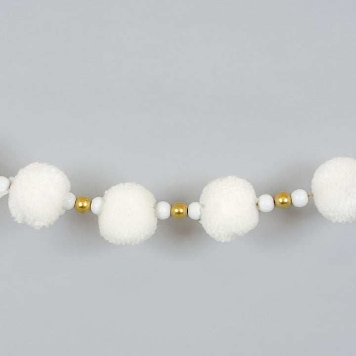 60" x 2" x 1.5" Wood Bead Pom Pom Garland
