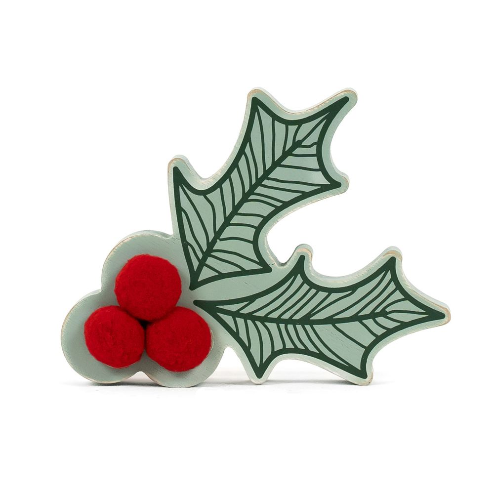 6" x 5" x 2" Reversible Chunky Wood Shape (Holly Berry)