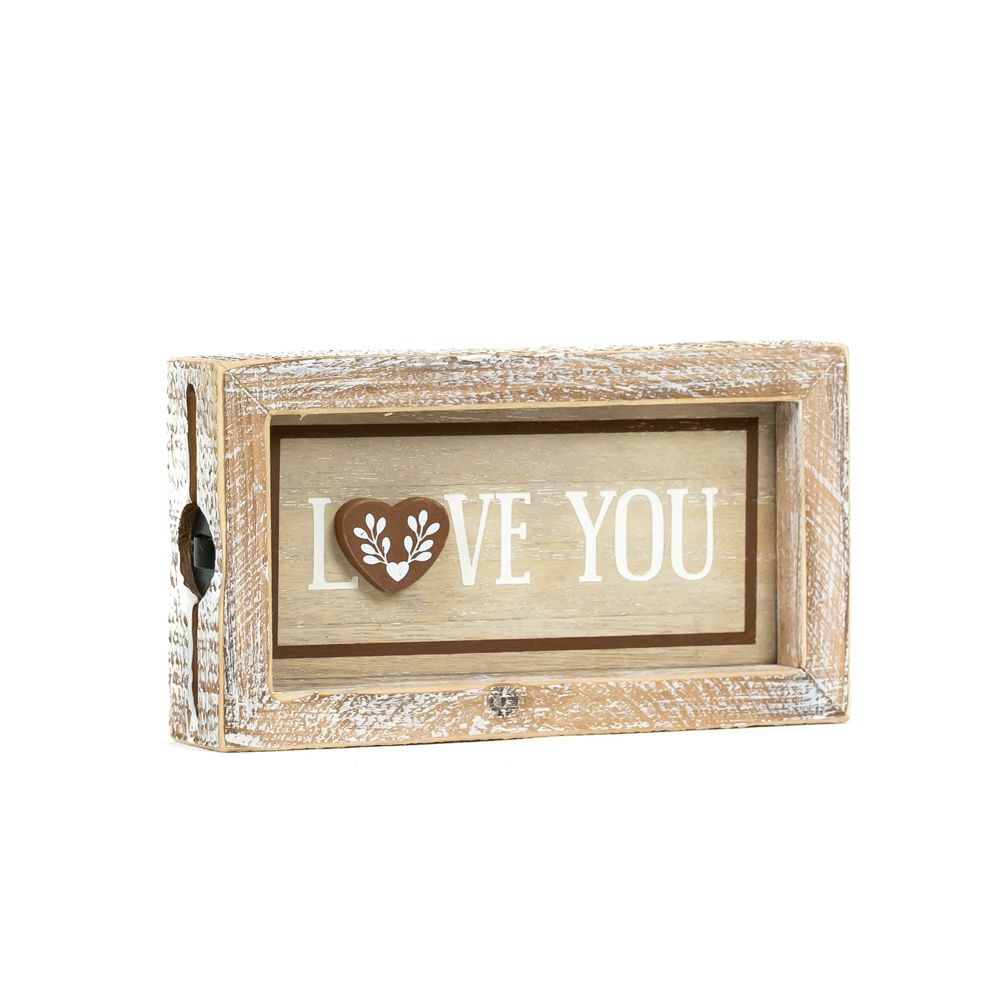 7" x 4" x 1.5" Reversible Wood Frame Sign (Happy Holidays / Love You).