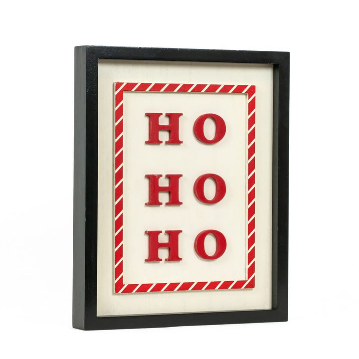 10" x 13" x 1.5" Reversible Wood Wall Art (Ho Ho Ho / Moon)