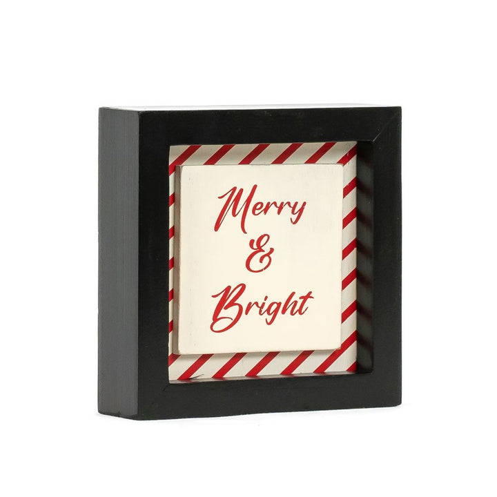 5" x 5" x 1.5" Reversible Wood Wall Art (Merry / Plant)