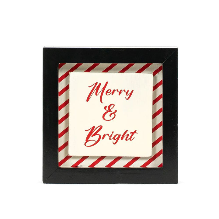 5" x 5" x 1.5" Reversible Wood Wall Art (Merry / Plant)