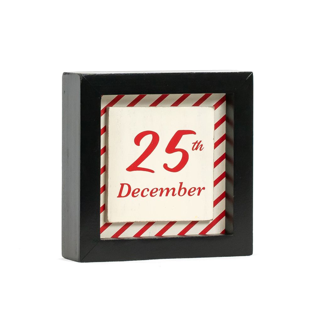5" x 5" x 1.5" Reversible Wood Wall Art (December / Plant)
