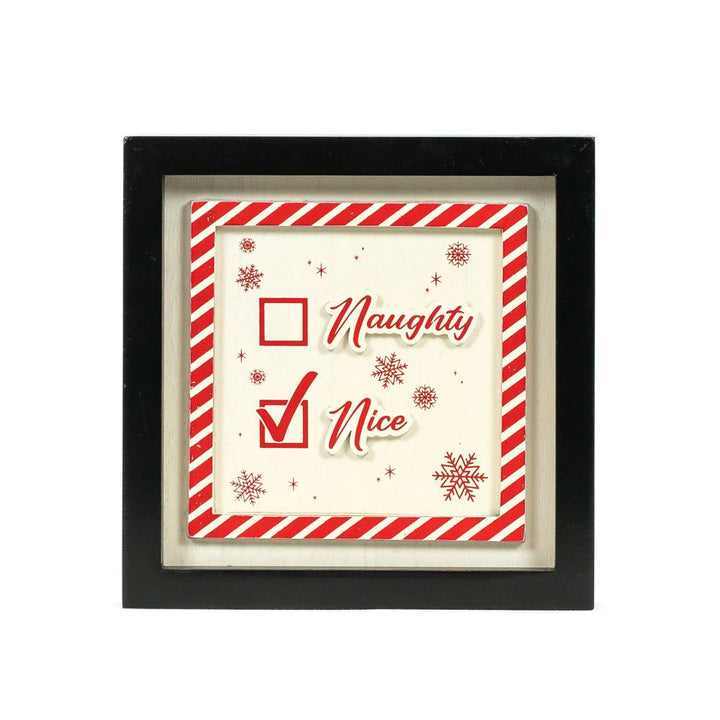 7" x 7" x 1.5" Reversible Wood Wall Art (Naughty / Rainbow)