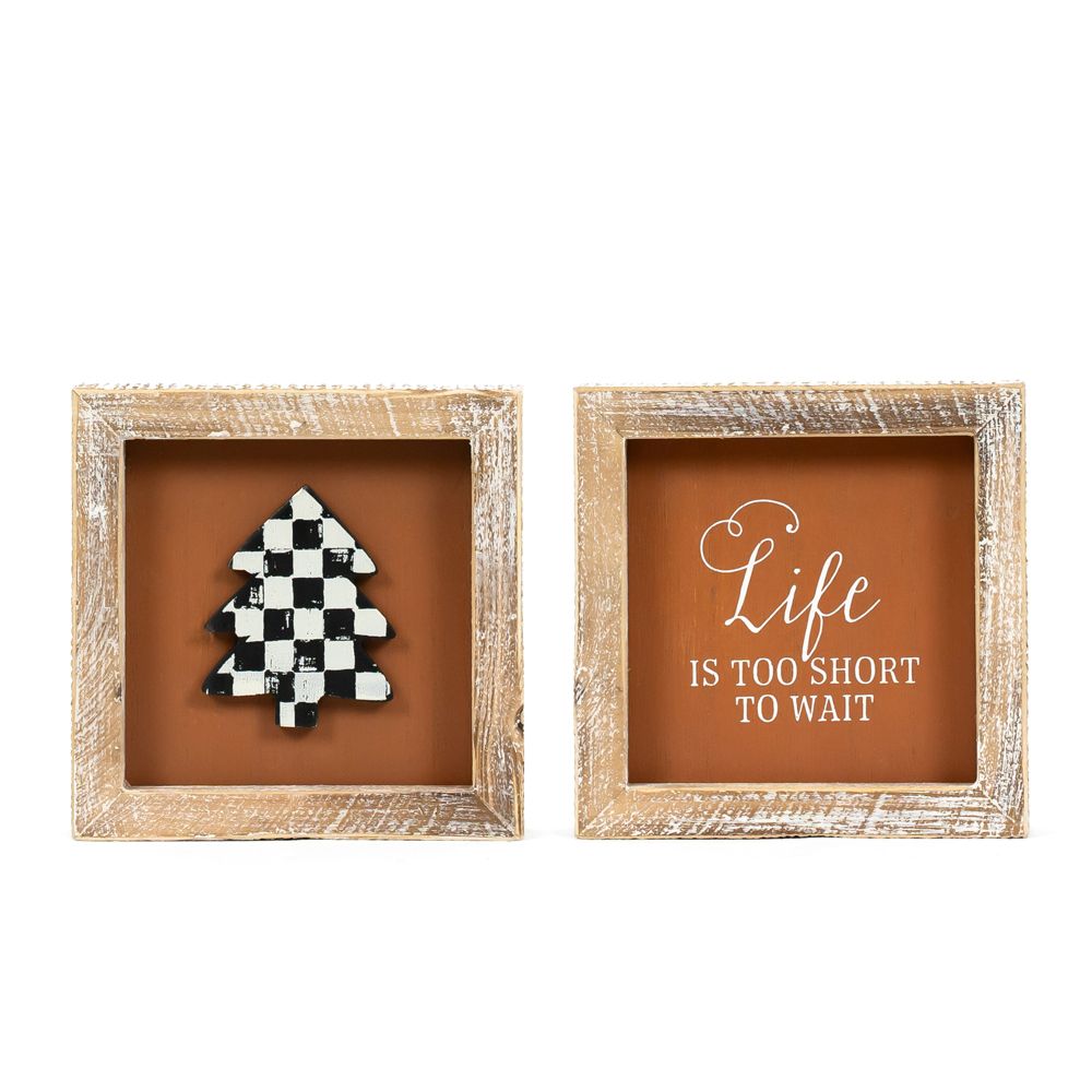 5x5 Reversible Wood Sign - Tree/Life Multicolor