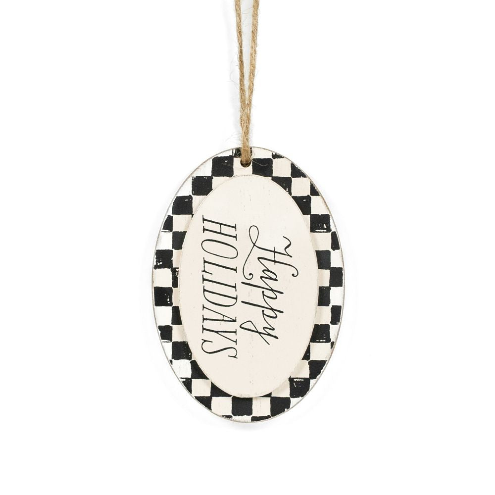 Dwella Decor Wood Holiday Ornament - Checking It Twice