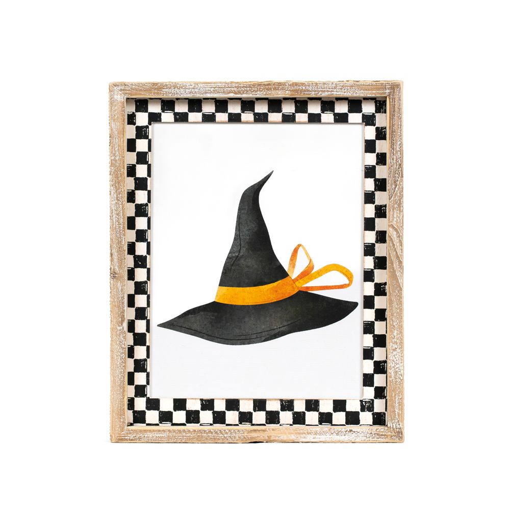 10" x 13" x 1.5" Reversible Wood Wall Art (Hat / Leaf)