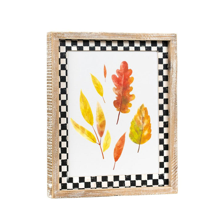 10" x 13" x 1.5" Reversible Wood Wall Art (Hat / Leaf)