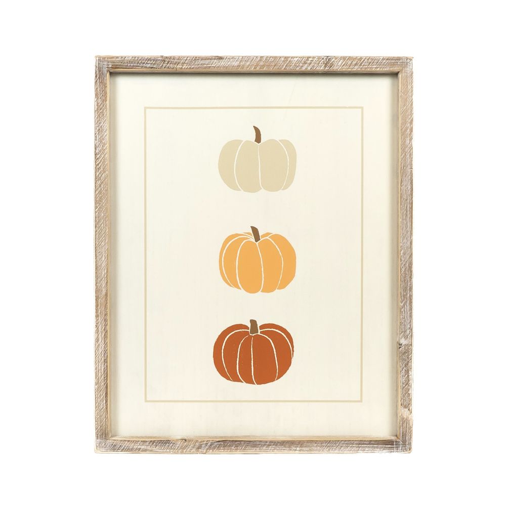 16" x 20" x 1.5" Reversible Wood Wall Art (Bat / Pumpkin).