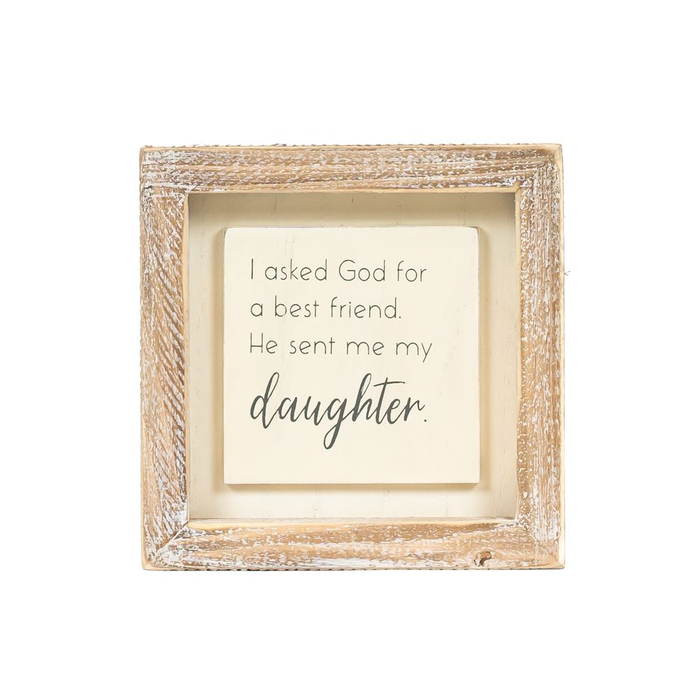 Daughter Wood Frame Sign - White & Grey Scripty Collection
