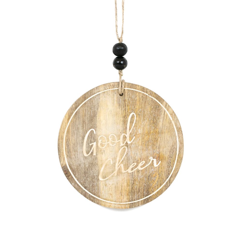 Good Cheer Multicolor Mango Wood Ornament