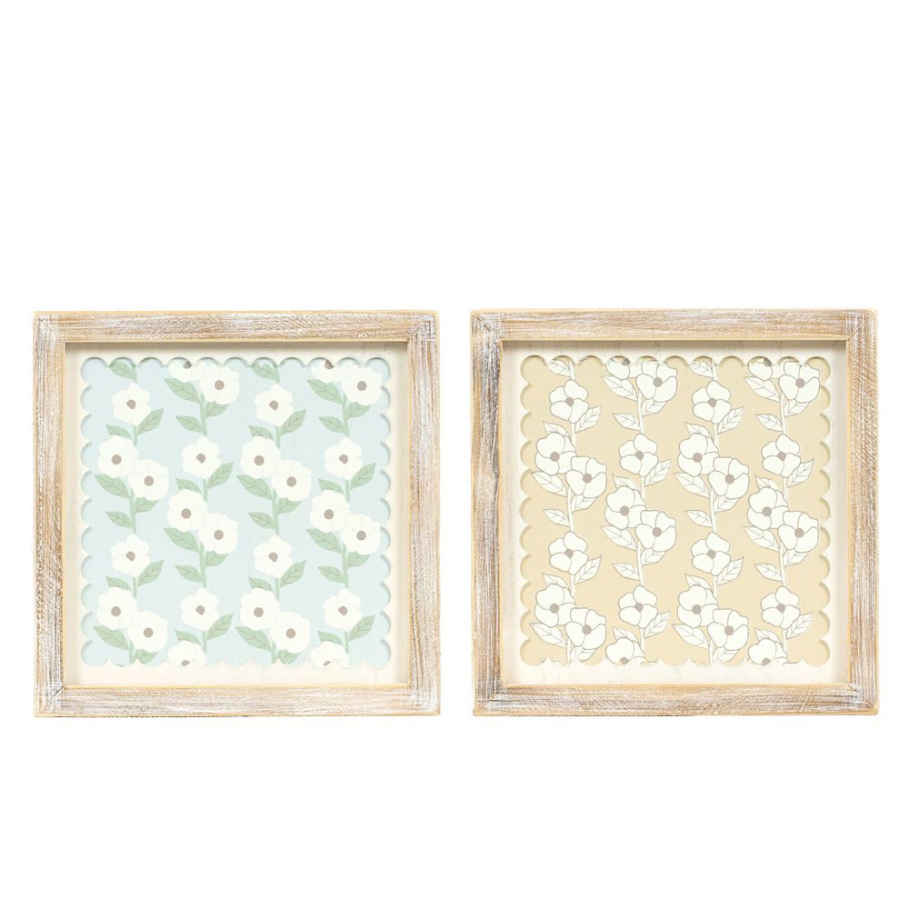 10" x 10" x 1.5" Reversible Wood Wall Art (Flower)
