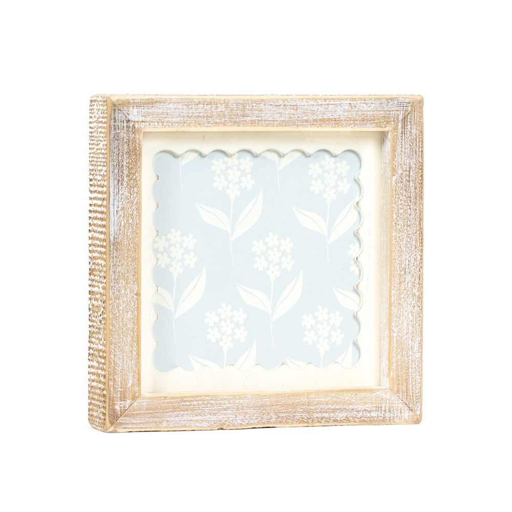 7" x 7" x 1.5" Reversible Wood Wall Art (Flowers)