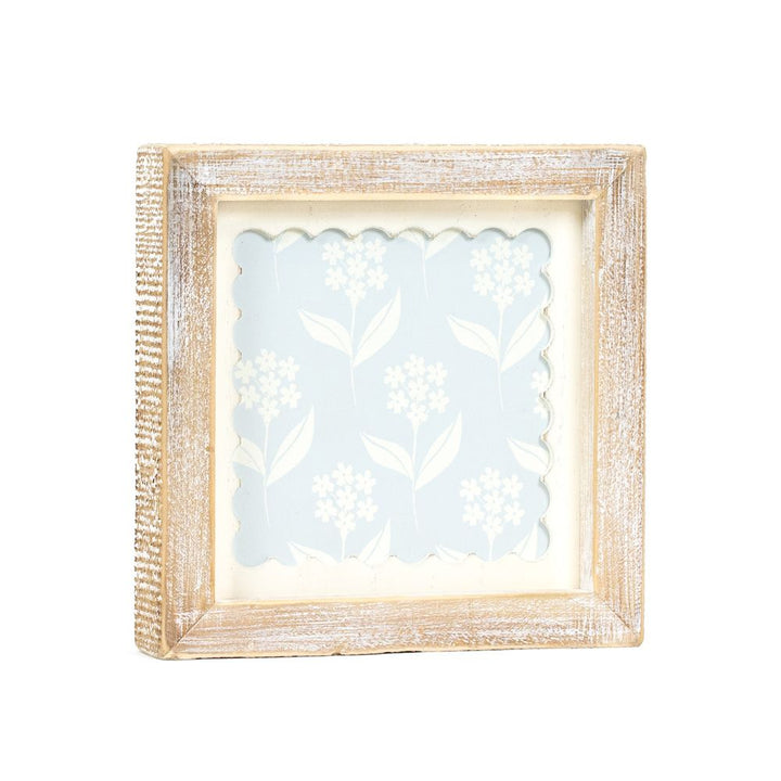 7" x 7" x 1.5" Reversible Wood Wall Art (Flowers)
