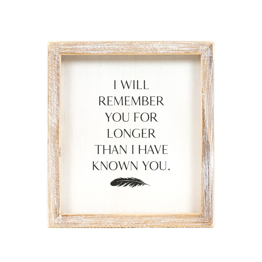 7x8 Remember Wood Sign - White & Black Memory Tribute