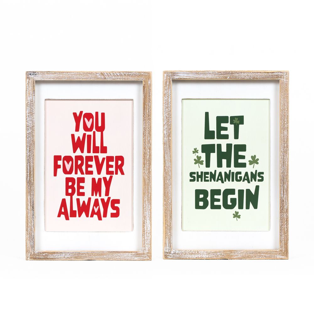 Reversible Wood Frame Sign - Forever/Shenanigans
