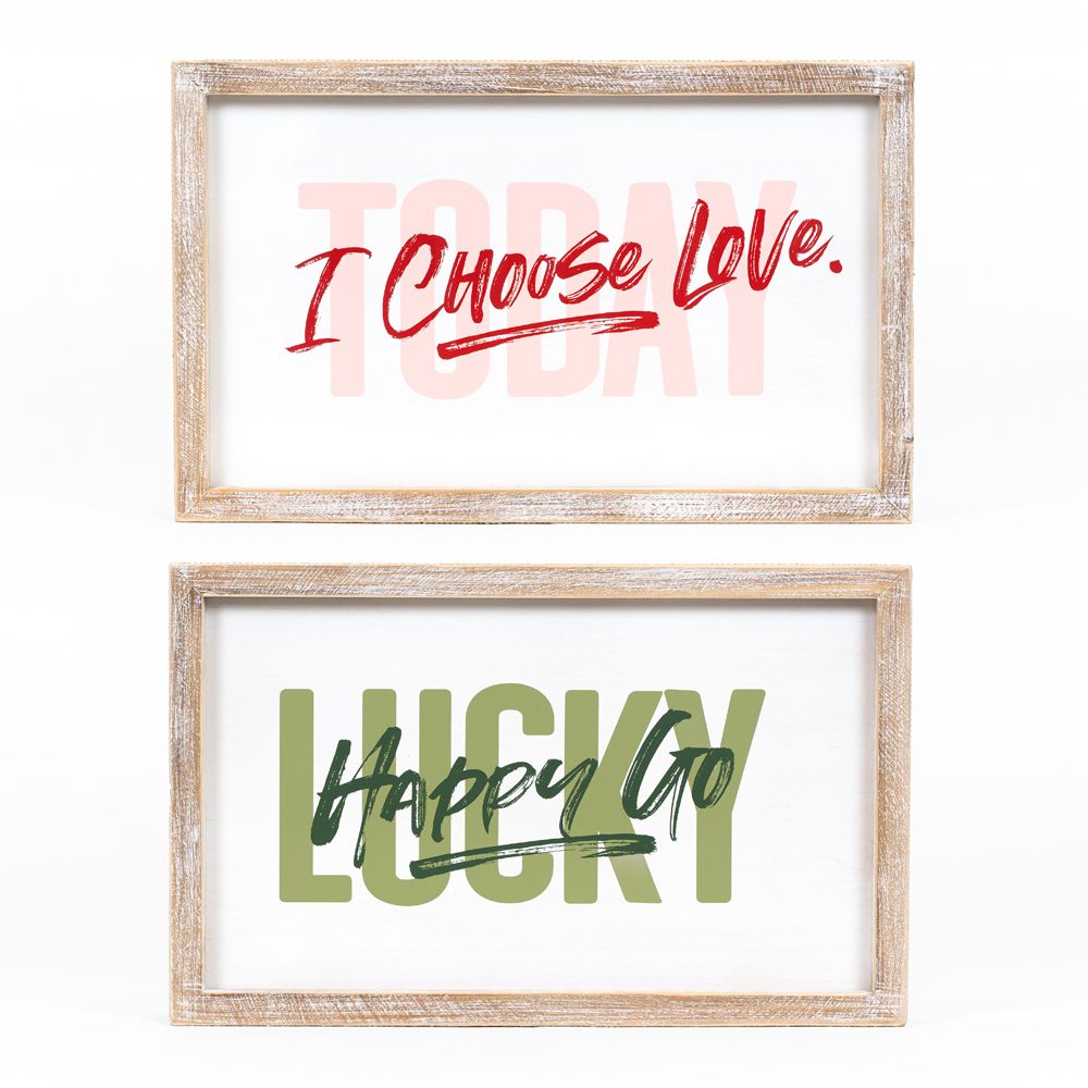 17x10 Reversible Wood Sign - Today/Lucky Multicolor