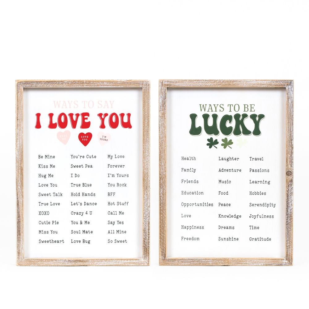 10x14 Reversible Wood Frame Sign - Love & Lucky